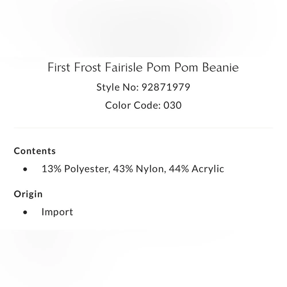 Free People First Frost Fairisle Pom Pom Beanie NWOT